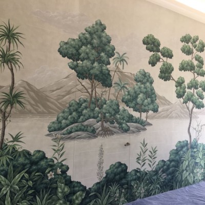 Installing Gracie Handpainted Panoramic Wallpaper from New York in Antibes